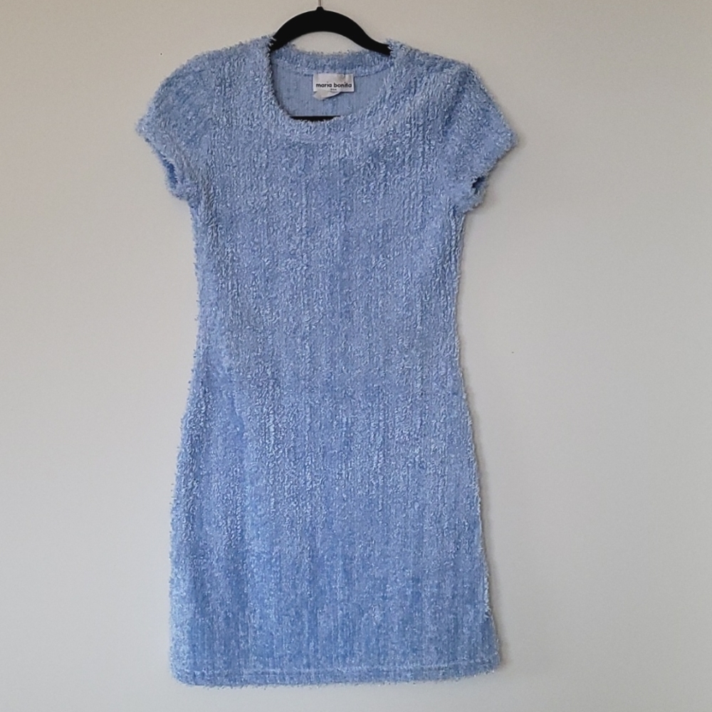 Maria Bonita, Fuzzy Baby Blue Mini Dress S